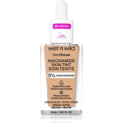 Wet n Wild Bare Focus Niacinamide Skin Tint ľahký hydratačný make-up Cream Beige 32 ml