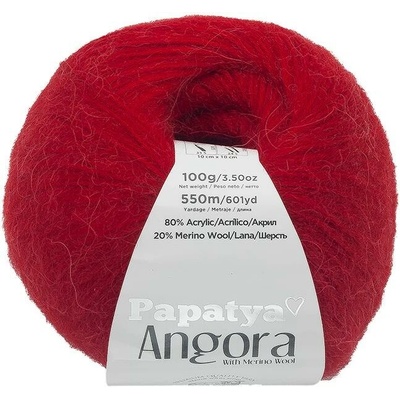 Bellatex Angora Merino Papatya 100g, 3080 červená