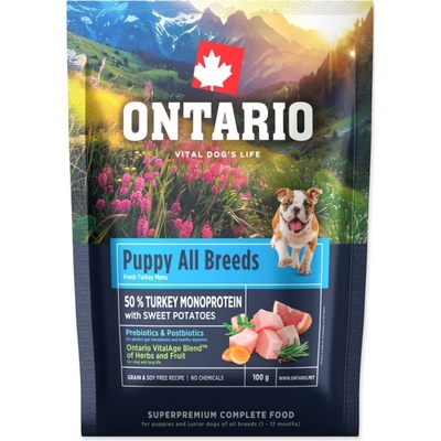 Ontario Puppy & Junior All Breeds Monoprotein Turkey & Sweet Potatoes 0,1 kg
