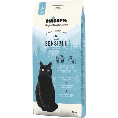 Chicopee Chicopee Classic Nature Line Adult Sensible - пълноценна храна за пораснали котки от всички породи, над 1 година, БЕЗ ГЛУТЕН, за чувствителни стомаси, с агнешко, 15 кг