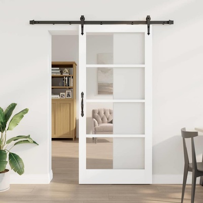 vidaXL Преплъзваща се врата 93 x 202 см Бяло (3332344)