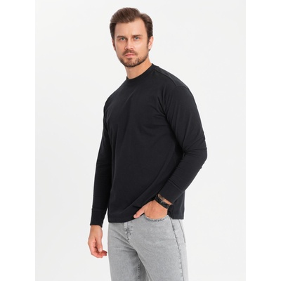Ombre Clothing Мъжка памучна тениска LOOSE FIT с дълъг ръкав и кръгло деколте - черна V1 OM-LSBC-0129 Ombre Clothing Ombre Clothing | Cheren | МЪЖЕ | S