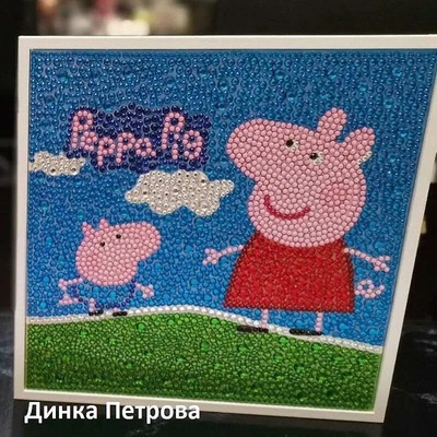 Диамантен гоблен Пепа Пиг и Джордж за деца с рамка 20 х 20см