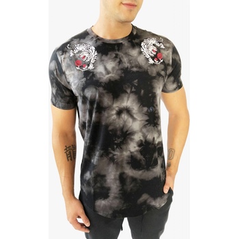 Hollister Caifornia Tiger styové batikované triko s motivem černá černé