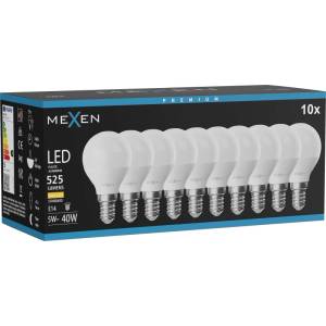 Mexen Nova 10x LED крушка E14, G45, 5W, Топла - 3000K, 525 lm - L101-E14-0530-01x10 (L101-E14-0530-01x10)