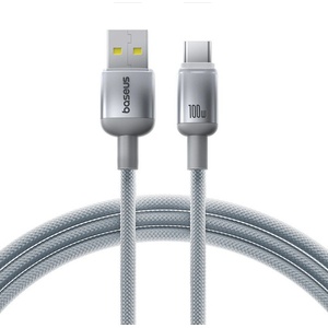 Baseus Кабел за данни Discolor (E0420803) - Baseus - Baseus - USB-A към USB-C, 100W, 480Mbps, 2м - Сребрист