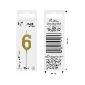 GoDan Piker lid B&C number 6 metallic gold 9.5x2.3 cm BH-SPZ6