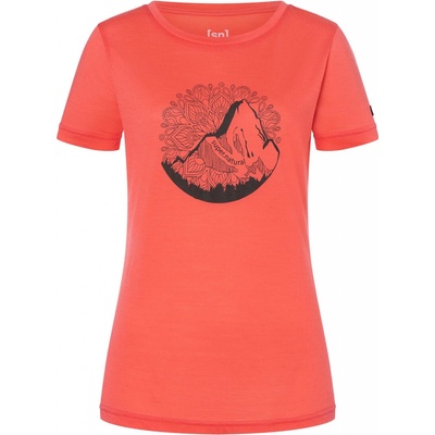 Super natura Mountain Mandala Tee Living Coral Stone Grey