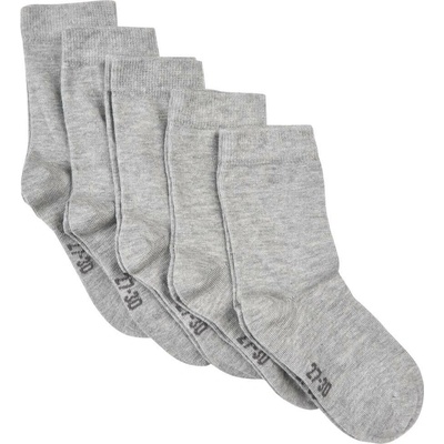 Minymo 5 párovponožiek pre deti z bavlny jednofarebnej šedej light grey melange