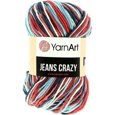 YarnArt Jeans Crazy 7208 tmavě modrá červená