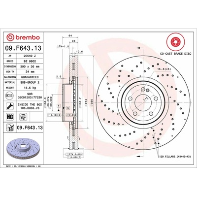 Brzdový kotúč BREMBO 09.F643.13 (09F64313)