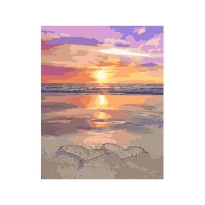 Smart Flamingo Creative set Flamingo Line Painting by numbers 40x50cm Sunset on the sea, hearts on the sand (fys040)