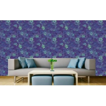 DIMEX ART s. r. o Луксозна флизелинова тапета син флорален витраж