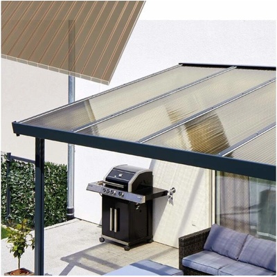 Gutta Terrassendach Premium, 10,14 x 4,06 m antracit, Akryl 16 mm bronz