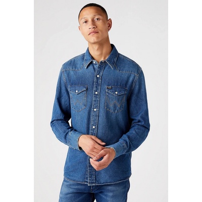 Wrangler pánska rifľová košeľa 27MW 112341088 Denim dark stone