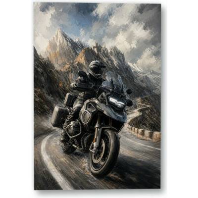 Plakát – Cestovní motocykl v horské zatáčce 90 × 135 cm Bez rámu Ne Bez rámu
