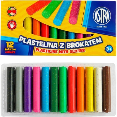 Astra Plastelína s trblietkami 12 farieb