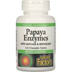 Natural Factors Papaya Enzymec with Amylase & Bromelain, 120 дъвчащи таблетки, Natural Factors
