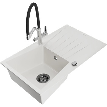 Mexen Cesar гранитна мивка с едно корито с отцедник и кухненски смесител Duo, (6514-20-671701-07-B)