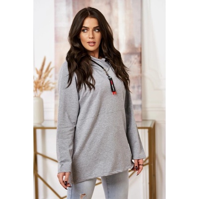Fashionweek Mikina s kapucňou Oversized bavlnená K0160 šedá