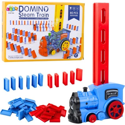 Lean Toys Elektrická Lokomotiva Na Baterie Domino Kostky Vodní Pára 80 ks