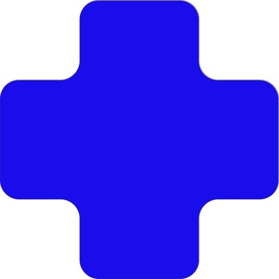 Samolepicí značení umístění palet WT-5110, tvar ''X'' – PVC, modrá, 175×175×75 mm, balení 25 ks