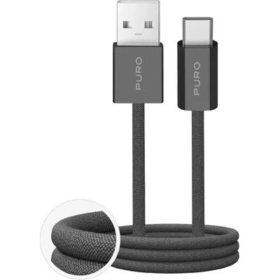 PURO Fabrik 2.0 10W USB-A - USB-C плетен кабел 1, 5 м - тъмно зелен (PUCAC10WFABK415MTDGR)