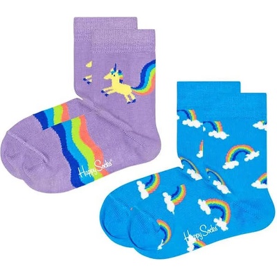 Чорапи Happy socks Unicorn & Rainbow socks 2 pairs - Blue / Purple (Multicolor)