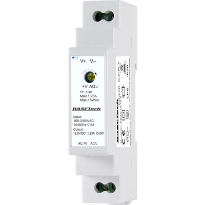 Basetech BT-2250247 síťový zdroj na DIN lištu 12 V 1.25 A 15 W Počet výstupů:1 x Obsah 1 ks