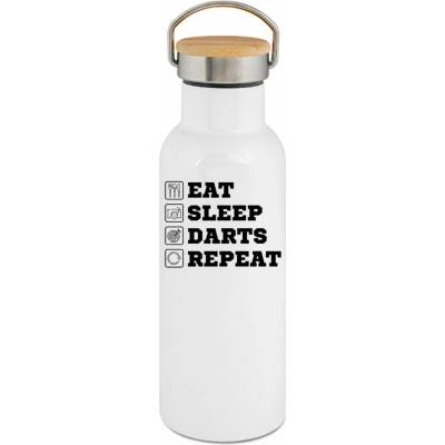 123TRIKO termoska Eat, sleep, darts, repeat. Černý tisk 500 ml