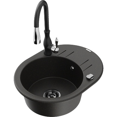 Mexen Kevin гранитна мивка с 1 отделение с отцедник и кухненски смесител (6517-75-672601-70-B)