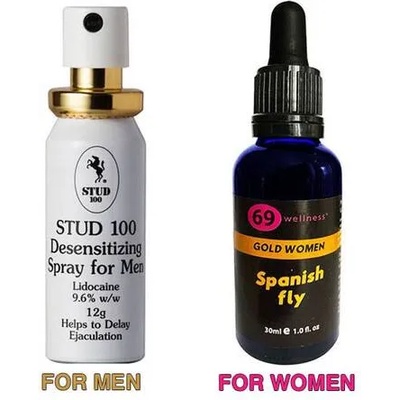 Спрей за задържане Stud 100 + Възбуждащи капки испанска муха за жени