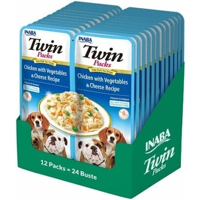 Inaba Adult Dog Twin Kuracie mäso zelenina a syr vo vývare 24 x 40 g