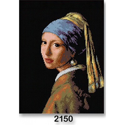 Stoklasa Vyšívací předloha obrázek na vyšívání 70243 2150 J.Vermeer Dívka s perlou na černé 30x40cm – Zboží Dáma