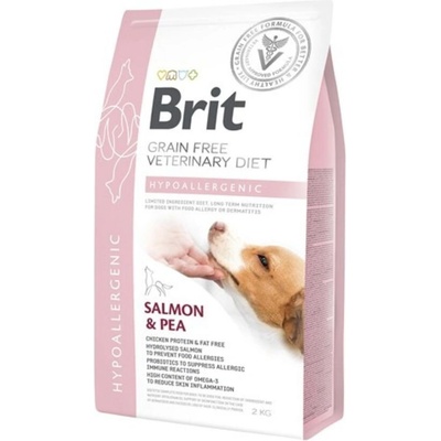 Brit Veterinary DIets Hypoallergenic за кучета с различни непоносимости, дерматологични или храносмилателни със Сьомга и грах 2kg