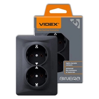 Videx КОНТАКТ ДВОЕН videx ШУКО 16А vf-bnsk2g-bg ГРАФИТ (02040102)