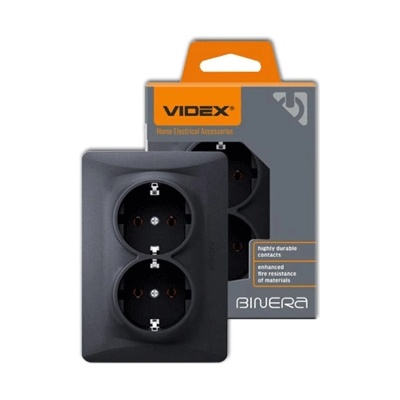 Videx КОНТАКТ ДВОЕН videx ШУКО 16А vf-bnsk2g-bg ГРАФИТ (02040102)