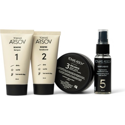 Tomas Arsov Bonifire šampon 50 ml + kondicionér 50 ml + Balance maska 50 ml + keratinová voda 30 ml