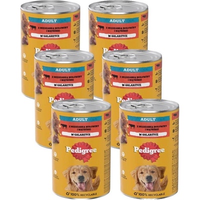 Pedigree Adult s hovězím masem v želé 6 x 1200 g