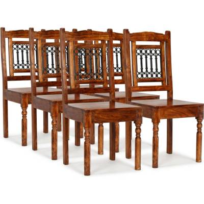 vidaXL Трапезни столове, 6 бр, масивно дърво, класически (275272)