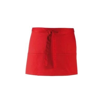 Premier Workwear Pracovní zástěra krátká s kapsami PR155 Red Pantone 200 60x33cm