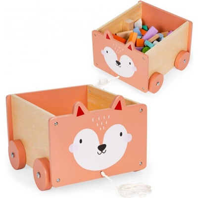 Ecotoys vozík so šnúrkou Mačka I ružový