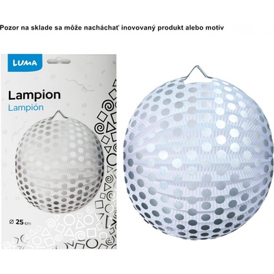 Lampión 25cm guľatý bodka strieborná