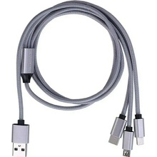 Bauhaus DC-084-A-F-3 USB 3 v 1, USB-A, USB-C, USB mikro, Lightning, 3m, stříbrný