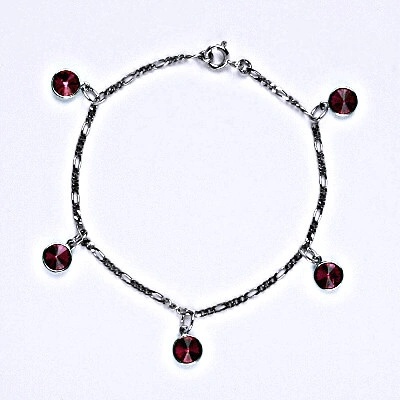 Čištín stříbrný se Swarovski krystaly fuchsia kolečka R 1336