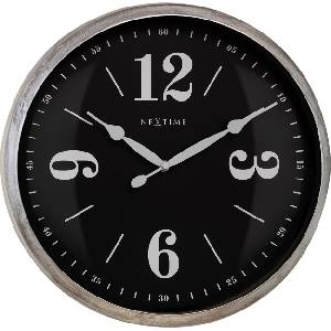 NeXtime Стенен часовник Classic 39 см черно-сребрист (3290ZI)