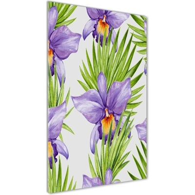 Vertikálny foto obraz sklo tvrdené Orchidea a palmy 50x100 cm