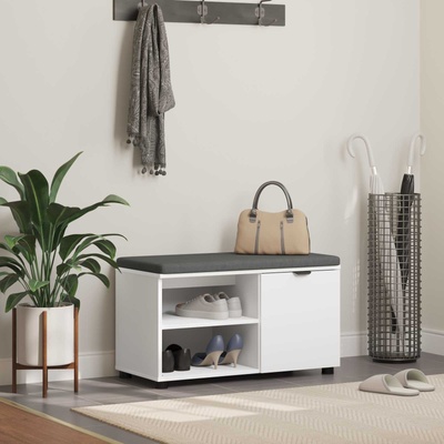 vidaXL Пейка за коридор Бял 80 x 38 x 46 см Композитно дърво и текстил (891504)