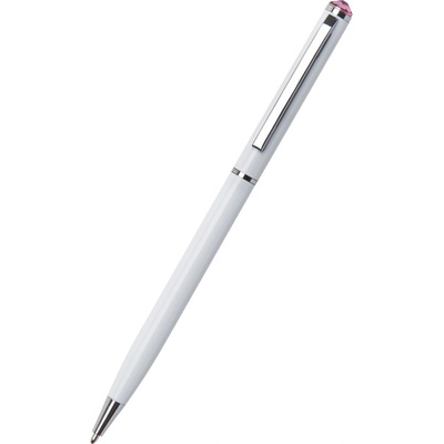 Art Crystella kuličkové pero SWS SLIM bílá růžový krystal Swarovski 13 cm 1805XGS560