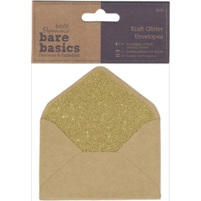 WEST DESIGN West Design 10,5 × 7cm obálky 4 ks kraft a zlaté třpytky